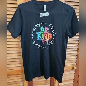 NWT Bella+Canvas Black Graphic Tee “Be Kind” Graffiti Design Unisex Size M